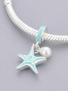 1pc Fresh Healing Ocean Series Starfish, Manta Ray, Sea Turtle Beaded Pendant, Creative Versatile DIY Bracelet Necklace Gift - Multicolor - View 2