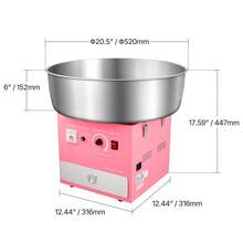 elektrische Zuckerwattemaschine kommerzielle Zuckerwattegeräte (1000 W) mit 52 cm Edelstahlschüssel & Zuckerlöffel & Schublade, perfekt für Kindergeburtstage Familienfeiern Partys Rosa - Tischmodell, Pink - Übersicht 9