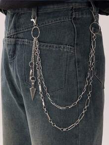 1pc Retro Personalized Minimalist Street Hip-Hop Style Versatile Metal Double-Layer Waist Chain Arrow Pendant, Unisex Gift - Multi-layer Trouser Chain - View 2