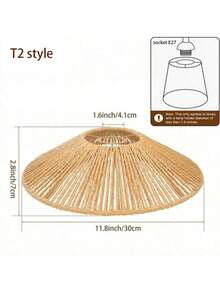 1个波西米亚风格藤编吊灯灯罩 - 手工编织现代藤编吊灯灯罩 - 农舍风格吸顶吊灯罩，优雅的编织纸绳，别致的装饰照明，适合办公室或家居，营造氛围的现代吊灯艺术设计 - 麻繩燈罩 - 查看 29
