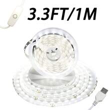 LQHZMYY 1件 12V USB燈條 附501按鈕開關，自黏可裁剪軟LED燈條，雙色溫，1-5m可選，適用臥室、電視、櫥櫃、生日、節日氛圍裝飾燈條 - 彩色 - 查看 6