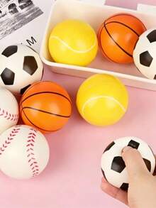 4pcs Random 5cm Realistic Foam Squeeze Ball, Stress Relief Squeeze Toy, Suitable For Training And Entertainment - Basketball, Tennis, Soccer - Multicolor - View 7