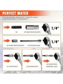 53pcs High- Quality Ratchet Wrench And Multi- Tool Set - Professional Automotive Repair Master Tool Kit, Includes Ratchets And Various Screwdrivers, Ratchet Wrench Set | Durable Construction, Tool Set, Mechanic Tools Automotive, Socket Wrench Set - A - View 9