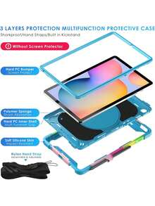 Funda para Samsung Galaxy Tab S6 Lite de 10.4" 2024/2022/2020 -P610/P613/P620/P625, Carcasa antisíica Pesada,Funda Protectora de Soporte Giratorio de 360°, con Correa para el Hombro para,41835643 - Verde Lima - Ver 6