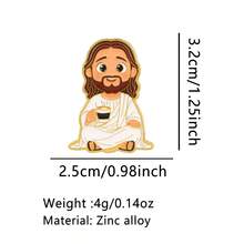 卡通耶稣珐琅徽章，趣味“我爱”语录胸针，翻领别针，背包配饰时尚珠宝礼品 - 黑色 - 查看 14