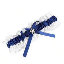 新娘花朵水晶吊袜带蕾丝性感腿链弹力吊袜带缎面蝴蝶结腿环婚礼派对配饰 - 彩色 - 查看 17