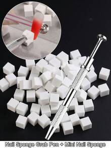 Bộ 50/100 miếng mút xốp vuông dùng cho móng tay, bao gồm bút kẹp móng bằng thép không gỉ màu bạc/vàng, cọ vẽ móng gradient, mút xốp gel vẽ móng gradient, bút gắp móng, bút gắp móng màu bạc, dụng cụ tự làm móng tại nhà. - Nhiều màu - Xem 6