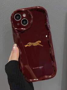 Leopard Print Cream Texture Soft Case For IPhone 17/17 Pro Max, 16/16 Pro/16 Pro Max, 15, XR, 7P/8P, P12 Pro Max, P13 Pro Max, P14 Pro Max, P13, P14, P11, P12, P14, XS/S/XS Max/7/8, Cute & Fashionable Thick Protective Phone Case - Multicolor - View 6