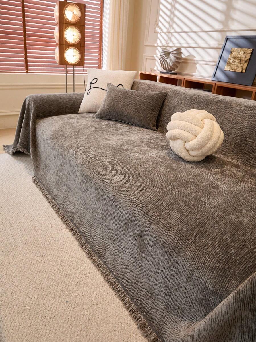 1 chiếc chăn sofa chất liệu chenille cao cấp, màu trơn, phù hợp cho mọi mùa, chống trầy xước, phong cách tối giản sang trọng, bảo vệ sofa trang trí, thích hợp cho phòng khách, phòng ngủ, phòng học, văn phòng, câu lạc bộ, tiệc tùng.