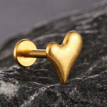 1pc ASTM F136 Titanium 16/18G Asymmetric Heart-Shaped Cartilage Tragus Labret Lip Stud Earring Helix Conch Flat Back Threadless/ Internal Thread Stud Piercing Jewelry For Women Men - Heart-shaped - View 30