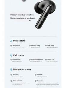 Philips TAT1120 TWS Bluetooth Earphones with ENC Noise Reduction HD Sound Running Sports Earbuds Half In-ear Headsets For Gaming Cycling Outdoor Long Battery Life Original PHILIPS Bluetooth Wireless Headphone - 黑色 - 查看 10