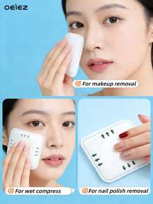 OEIEZ 80 miếng bông tẩy trang vuông lớn, dày dặn, không xơ, dùng một lần, mềm mại và dịu nhẹ, thích hợp cho chăm sóc da, tẩy trang và tẩy sơn móng tay. - trắng - Xem 3