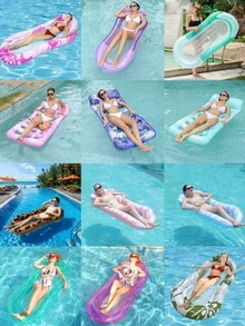 1pc Heart Hole Inflatable Pool Float, Striped Water Hammock Lounge Bed With Backrest, Foldable Swimming Floating Raft For Summer Pool Party Beach,Pool Inflatable,Holiday Essential,Inflatable Pool Floats,Pool Toys,Garden Ornaments - Multiple Styles - View 8