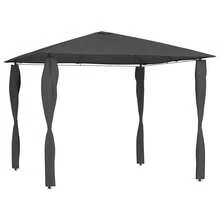 vidaXL Pavillon mit Pfostenabdeckungen 3x3x2,6 m Anthrazit 160 g/m²  Party-, Hochzeits-, Garten- und Pavillonanlagen für Strandhochzeiten, Camping, Strand- und Hinterhofpartys – einfach aufzubauen, ideal für Grillfeste, Märkte und private sowie gewerbliche Nutzung, für Veranstaltungen im Innen- und Außenbereich - A - Übersicht 1