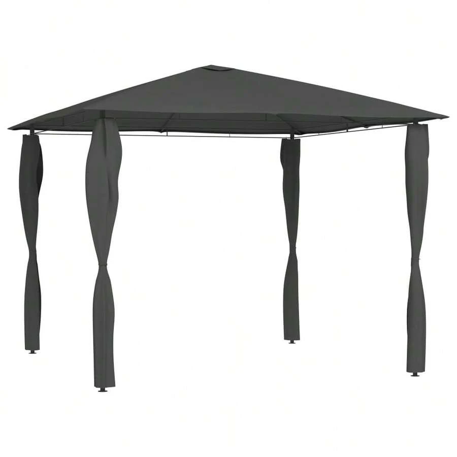 vidaXL Pavillon mit Pfostenabdeckungen 3x3x2,6 m Anthrazit 160 g/m²  Party-, Hochzeits-, Garten- und Pavillonanlagen für Strandhochzeiten, Camping, Strand- und Hinterhofpartys – einfach aufzubauen, ideal für Grillfeste, Märkte und private sowie gewerbliche Nutzung, für Veranstaltungen im Innen- und Außenbereich - A - Übersicht 1