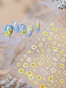 Realistic Dried Flower Embossed Nail Stickers, Colorful Ditsy Floral 3D Nail Art Decals - Multicolor - View 7