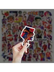 50张层压亚马尔贴纸，足球贴纸，行李箱装饰贴纸，水瓶装饰贴纸，桌面装饰贴纸，DIY剪贴簿贴纸，派对装饰贴纸，房间装饰贴纸，派对小礼物 - 彩色 - 查看 3