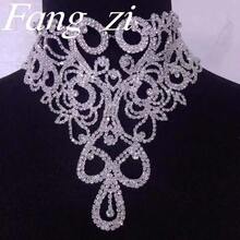 1件装时尚优雅奢华水晶花朵项链，欧美热销情人节/晚宴性感夸张个性化珠宝 - 銀色 - 查看 2