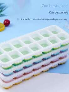 2pcs RUNMKUO Silicone Ice Cube Trays With Lids, LFGB Certified, Stackable Ice Molds Suitable For Baby Food, Whiskey, Beverages - Multicolor - View 6