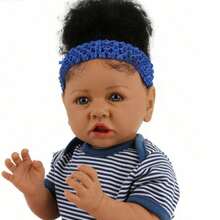 ziyiui Extremely Realistic Reborn Doll, 20 Inch Doll, Black Skinned Girl Doll Handmade Vinyl Weighted Fabric Body, High-End Painted Gift, Suitable For 3-Year-Old Children+ - 黑色 - 查看 7