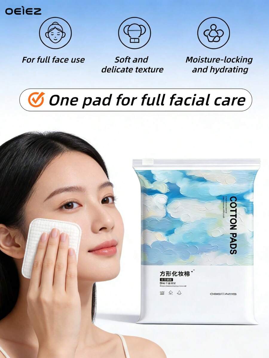 OEIEZ 80 miếng bông tẩy trang vuông lớn, dày dặn, không xơ, dùng một lần, mềm mại và dịu nhẹ, thích hợp cho chăm sóc da, tẩy trang và tẩy sơn móng tay. - trắng - Xem 1