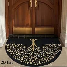 1pc Black Background Tree Of Life Semi-Circle Design Doormat, Modern Outdoor Entrance Carpet, Doormat, Small Rug, Welcome Mat, Carpet, Floor Mat, Outdoor Doormat, Kitchen Rug, Home Decor, Front Door Mat, Area Small Rug, Outdoor Mat, Home Decor, Area Rug, Garden Carpet, Washable Rug - Multicolor - View 6