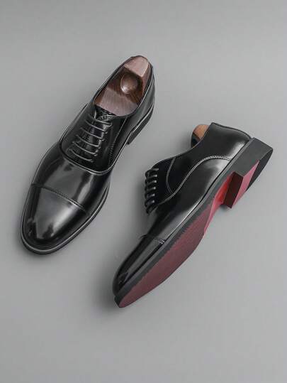 New Men's Monk Shoes, Fashionable Retro Gentleman Shoes, Black Solid Color Formal Dress Shoes, Elegant Lace-Up, Versatile For Commute, Daily Wear, Office, Comfortable, Youth Gift, Boss Style