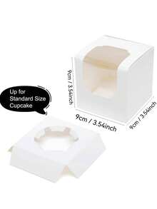 10pcs/1pc/Individual Cupcake Containers, Cupcake Boxes With Window, Cupcake Holders With Inserts, Stackable Deep Cupcake Carrier (White) - White - View 8