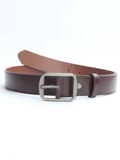 1pc Retro Versatile Pin Buckle Belt, Solid Color Casual PU Leather Belt Suitable For Jeans And Suits, Unisex