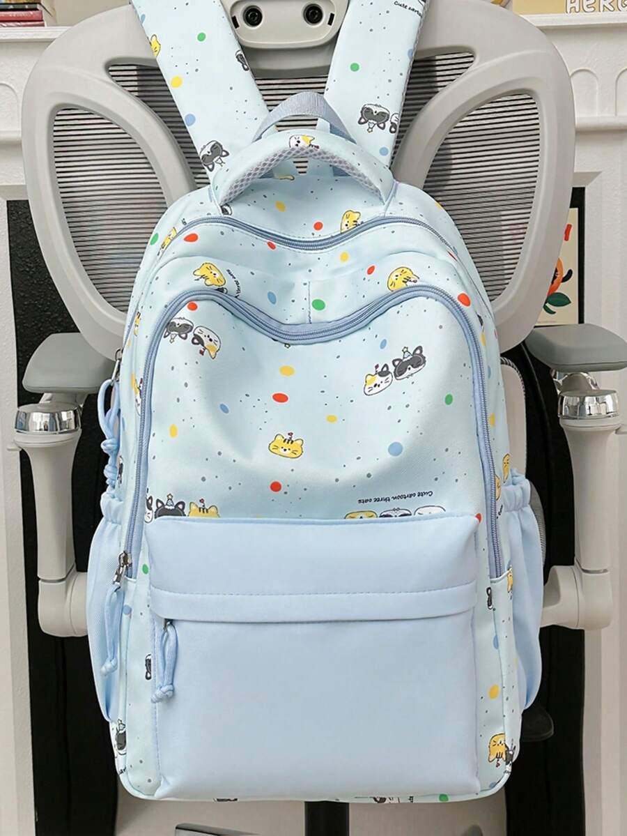 New Cartoon Korean Style Chic Minimalist Casual Versatile Durable Backpack - Blue - View 1