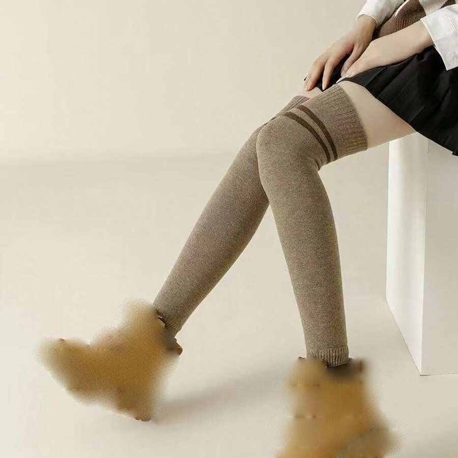 1雙女款過膝腿套,加厚保暖內裡膝上腿套,適合秋冬穿著 - 長筒護膝 - 查看 1