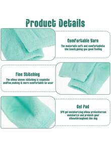 2pcs/1pair Dry Elbow Care, Elbow Care Beauty Gel Moisturizing, Elderly Elbow Care, Suitable For Wet Chapped Dry Skin Care, Covering Heel Socks, Elbow Sleeves, Black And Green - Multicolor - View 3