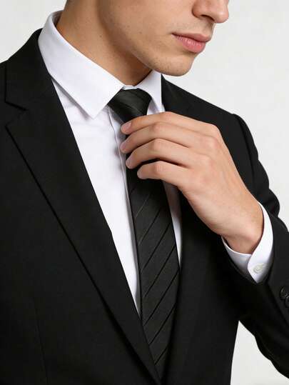 1 pieza Corbata de espiga de hombre, estilos versátiles en negro y burdeos, accesorio formal para novio y padrinos, adecuado para bodas, fiestas, vacaciones, presentaciones de trabajo, ocasiones formales, regalo para hombres
