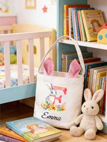 1pc Personalized Easter Party Gift Bags,Customized Easter Basket,Personalized Bunny Gift Bags,Personalized Easter Bunny Handles Burlap Easter Basket,Personalized Easter Bag,Custom Name Easter Gift Bags,Customized Easter Egg Hunt Tote,Happy Easter Gift Bags,Tote Bags Easter Basket Bags, Easter Egg Bags Perfect For The Easter Atmosphere,Festive Easter Party Bag - Multicolor - View 5