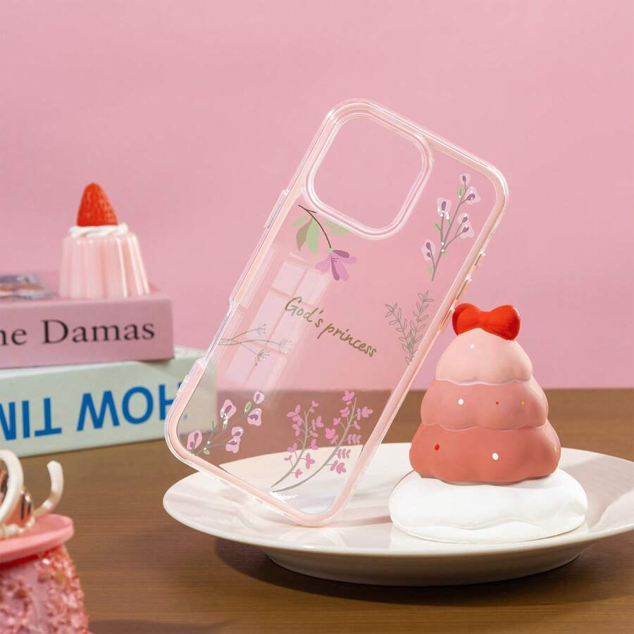 1pc Transparent Phone Case With Pink Edges, Made Of Anti-Yellowing TPU Material, Minimalist Girly Style, Suitable For IPhone 17/17 Air/17 PRO/17 PRO MAX/16/7/8/11/12/13/14/15/X/XR/Xs/Plus/Pro/Pro Max/SE2 - Pink - View 1
