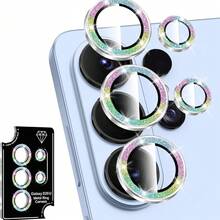 Alloy Glitter Rhinestone 1pc Galaxy S26 Ultra/S26 Plus/S26 Camera Lens Protector, Single Metal Ring Tempered Glass Lens Cover, [Strong Adhesion] Anti-Scratch Ultra-Thin High-Definition Transparent Lens Cover, 1pc, CD Pattern, Glitter, Rhinestone, Multiple Styles & Colors Mother's Day Gift Anniversary Gift - Multicolor - View 49