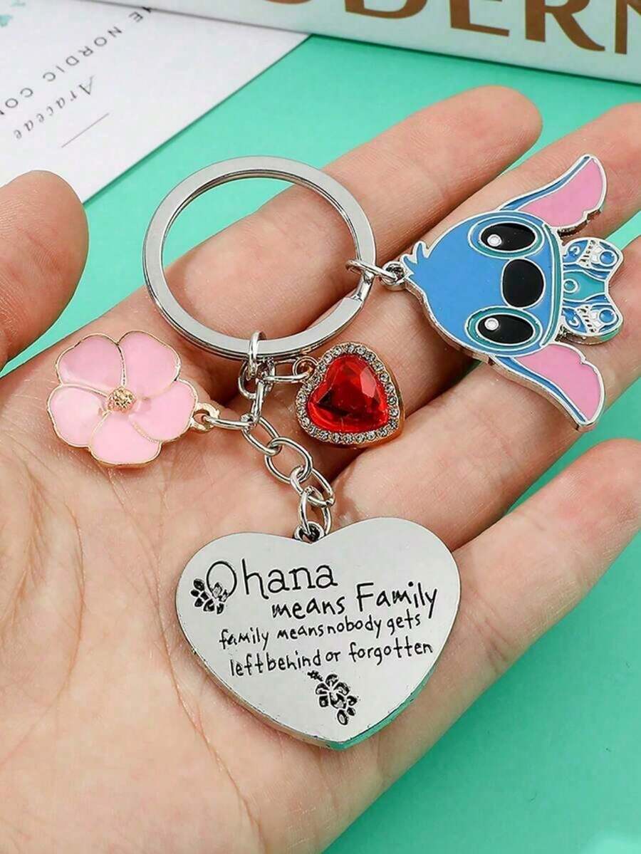 1pc  Stitch Keychain, Cartoon Character Metal Stitch & Angel Keyring Pendant, Suitable As Party Favor, Girlfriend Gift, Valentine's Day Gift, Easter Gift, Appreciation Gift, Keychain, Souvenir - SDZ Keychain - View 1