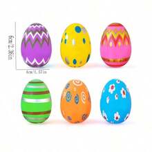 6pcs/12pcs Golden Colorful Plastic Easter Eggs Fillable Easter Eggs With Bunny & Hop Design For Easter Egg Hunt Party Supplies - Multicolor - View 8