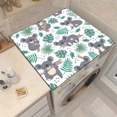 1 pieza Alfombrilla multiusos absorbente con patrón de hojas y koala blanco y verde, protector de encimera impermeable de poliéster para cocina, mesa de comedor, secado de platos, lavadora, baño, cafetera, accesorios de cocina, artículos para fiestas