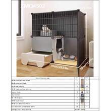 Indoor Cat Litter Box Cage With Large Free Space, Cat House, Cat Villa - Multicolor - View 8