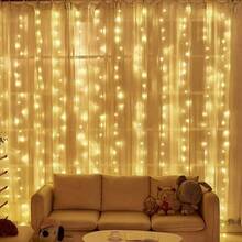 1pc USB Powered LED Curtain Lights, 8 Modes Holiday Lighting, Indoor Atmosphere Lamp String For Wedding, Birthday Party, Bedroom, Window, Living Room, Wall Decor (Remote Control Batteries Not Included) - USB Curtain Light - View 3