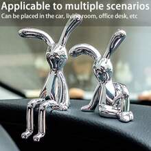 Scandinavian Long-Eared Rabbit Statue Rabbit Ornament Electroplating Crafts Living Room Entryway Car Decoration Home Decorations - A - View 2