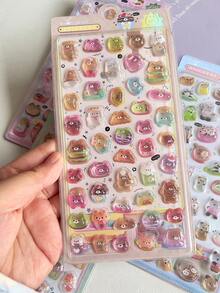 3D水晶浮雕贴纸，仓鼠汉堡和甜点图案，厚实卡通贴纸，适用于DIY水瓶、手机壳、剪贴簿等。 - 彩色 - 查看 1