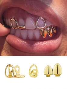 1 Set Smooth Hollow Bar Combination Personalized 3 PiecesDental Jewelry, Fashionable Party Gag Gift, Unisex - Multicolor - View 7