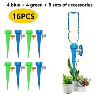 16pcs Automatic Self-Priming Drip Irrigation System With Timing Watering And Adjustable Flow Function - Leak-Proof Set, Suitable For Potted Plants, Flower Beds, Greenhouses - / Automatic Watering System (Includes Accessories)