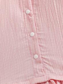 Girls' Elegant Ruched Collar Puff Sleeve Blouse + Fashionable White Double-Layer Pleated Skirt 2-Piece Set, Casual Minimalist Sweet Girl Skirt Suit, Suitable For Daily Outdoor Activities And Beach Wear - Baby Pink - View 5