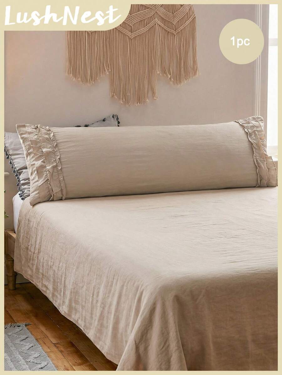 1 chiếc vỏ gối hai lớp xếp nếp kiểu Bohemian, vải polyester mềm mại màu be, thích hợp trang trí phòng ngủ/sofa như gối tựa lưng, trang trí nhà mùa đông, quà tặng unisex phù hợp mọi mùa, trang trí Boho, gối xếp nếp, gối tựa lưng, phụ kiện sofa, ấm cúng mùa đông, quà tặng unisex, trang trí nhà có họa tiết