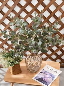 1/3 Pcs Artificial Leaves, Realistic Touch Artificial Eucalyptus Branches, 26 Inches (Approx. 66 Cm) Silver Dollar Eucalyptus Stems, Green Plants, Eucalyptus Leaf Sprays, Green Silk Plastic Plants, Artificial Floral Plants - Multicolor - View 7