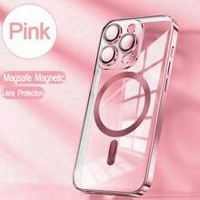 [Livraison locale 24h] Apple 17 Nouveau modèle, Or désert, Rose élégant, Fonction de charge sans fil, Étui de protection magnétique pour iPhone 16 15 14 13 12 11 Pro Max Plus 16E, Cadre de luxe électroplaqué magnétique, Design antichoc en TPU, Comprend un protecteur d'objectif. - violet foncé - Voir 2