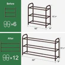 3-Tier Expandable Shoe Rack, Metal Shoe Organizer, Modern Style, For Closet, 41971898 - Royal Blue - View 2